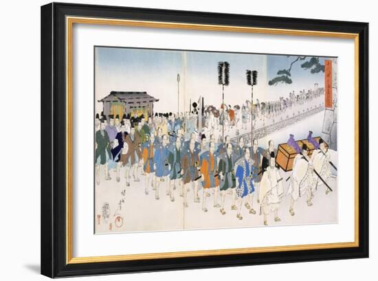 Samurai Warriors on the March (Colour Woodblock Print)-Japanese-Framed Giclee Print