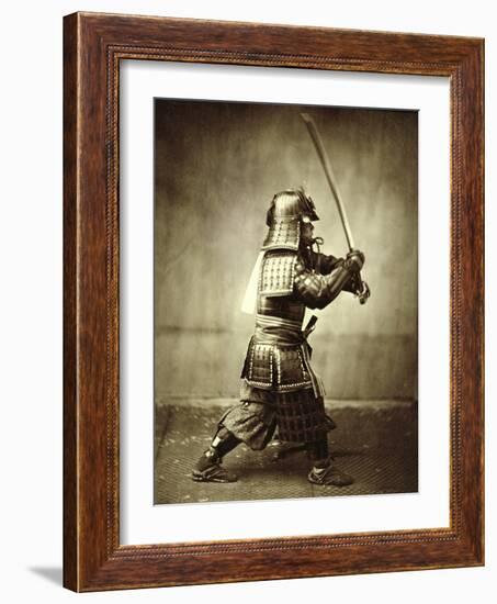 Samurai with raised sword, c1860-Felice Beato-Framed Giclee Print