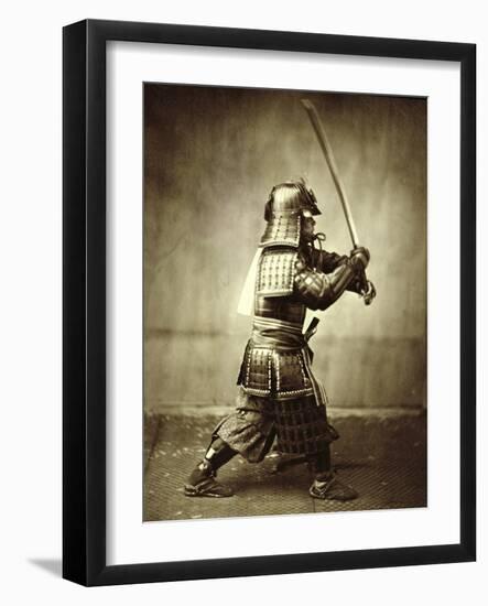 Samurai with raised sword, c1860-Felice Beato-Framed Giclee Print