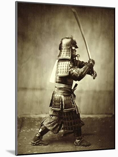 Samurai with raised sword, c1860-Felice Beato-Mounted Giclee Print