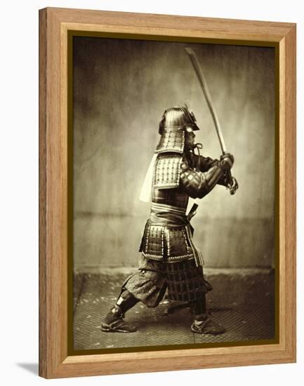 Samurai with raised sword, c1860-Felice Beato-Framed Premier Image Canvas