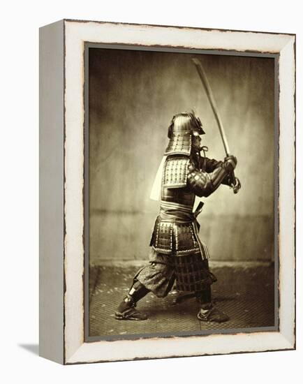Samurai with raised sword, c1860-Felice Beato-Framed Premier Image Canvas