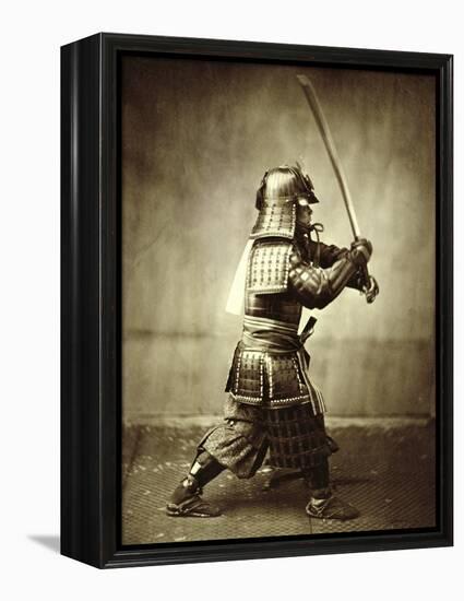 Samurai with raised sword, c1860-Felice Beato-Framed Premier Image Canvas