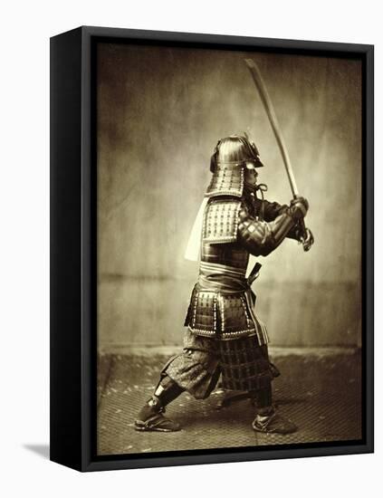 Samurai with raised sword, c1860-Felice Beato-Framed Premier Image Canvas