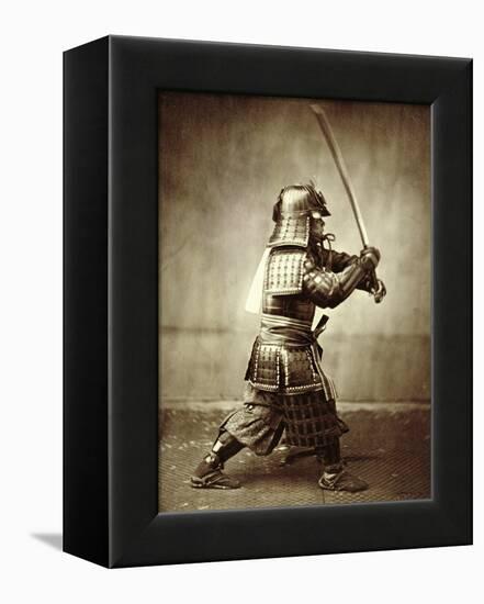 Samurai with Raised Sword, circa 1860-Felice Beato-Framed Premier Image Canvas