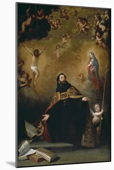 San Agustín entre Cristo y la Virgen, 1663-1664-Bartolomé Esteban Murillo-Mounted Giclee Print