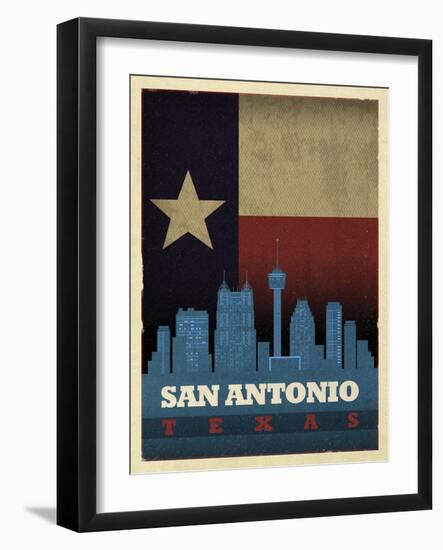San Antonio Flag-Red Atlas Designs-Framed Giclee Print