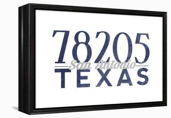 San Antonio, Texas - 78205 Zip Code (Blue)-Lantern Press-Framed Stretched Canvas