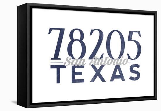 San Antonio, Texas - 78205 Zip Code (Blue)-Lantern Press-Framed Stretched Canvas