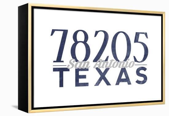 San Antonio, Texas - 78205 Zip Code (Blue)-Lantern Press-Framed Stretched Canvas