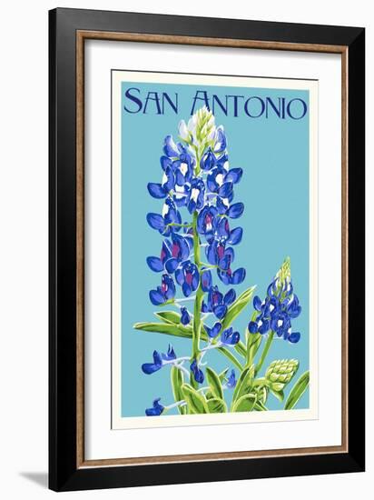 San Antonio, Texas - Bluebonnet-Lantern Press-Framed Art Print