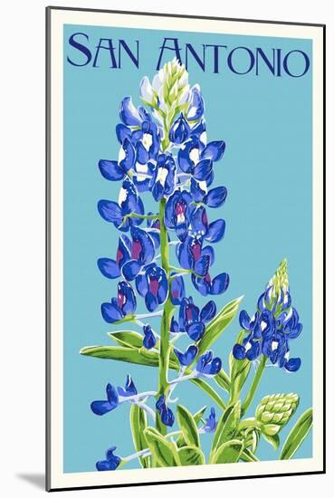 San Antonio, Texas - Bluebonnet-Lantern Press-Mounted Art Print