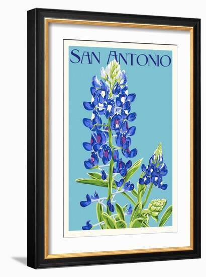 San Antonio, Texas - Bluebonnet-Lantern Press-Framed Art Print