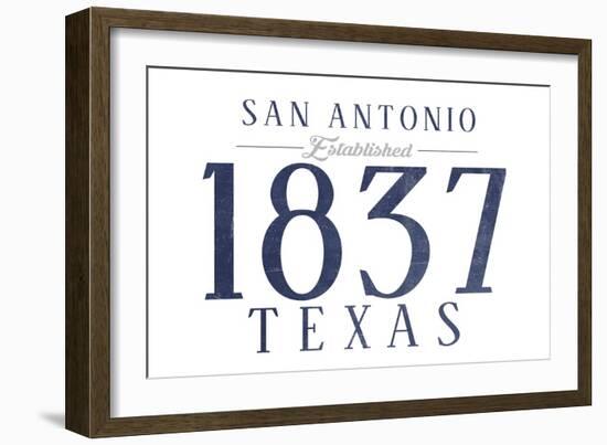 San Antonio, Texas - Established Date (Blue)-Lantern Press-Framed Art Print