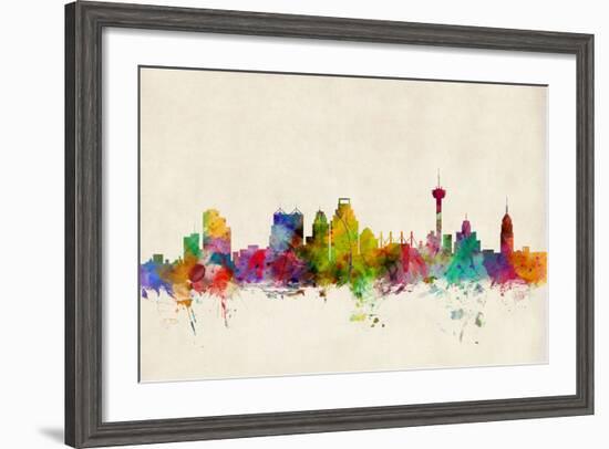 San Antonio Texas Skyline-Michael Tompsett-Framed Art Print