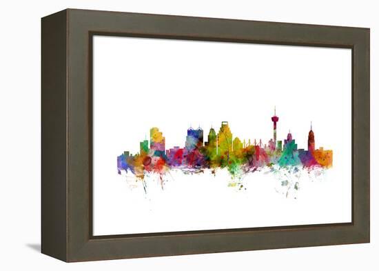 San Antonio Texas Skyline-Michael Tompsett-Framed Stretched Canvas