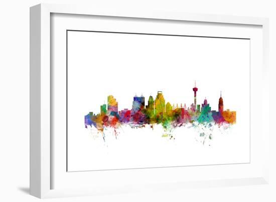 San Antonio Texas Skyline-Michael Tompsett-Framed Art Print