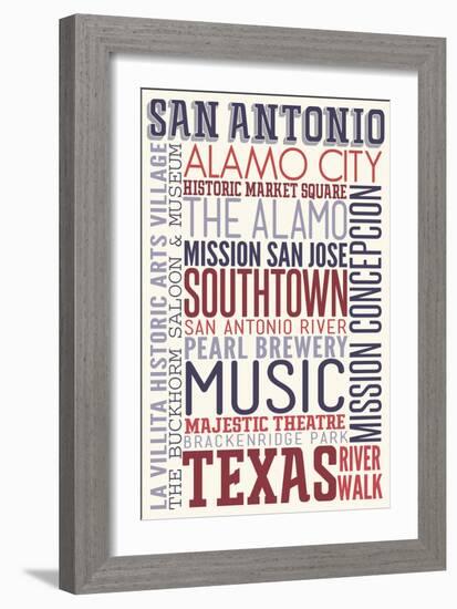 San Antonio, Texas - Typography-Lantern Press-Framed Art Print