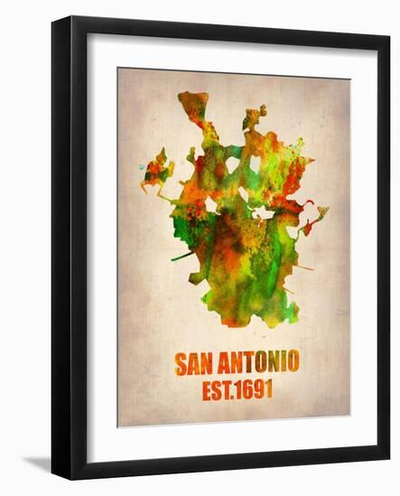 San Antonio Watercolor Map-NaxArt-Framed Art Print