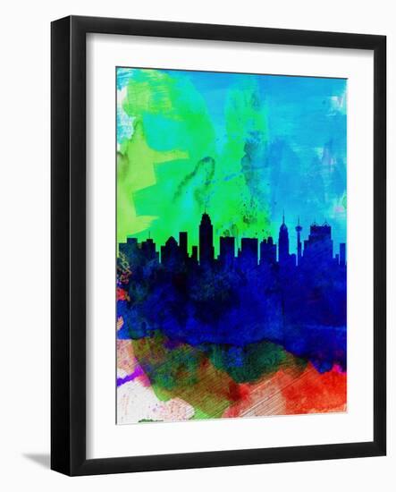 San Antonio Watercolor Skyline-NaxArt-Framed Art Print