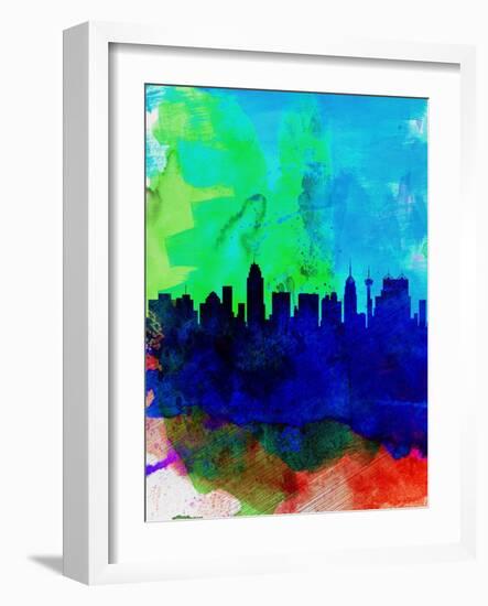 San Antonio Watercolor Skyline-NaxArt-Framed Art Print