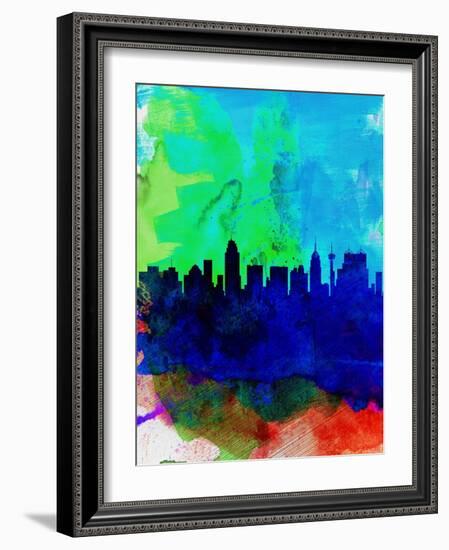 San Antonio Watercolor Skyline-NaxArt-Framed Art Print