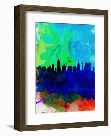 San Antonio Watercolor Skyline-NaxArt-Framed Art Print