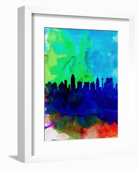 San Antonio Watercolor Skyline-NaxArt-Framed Art Print