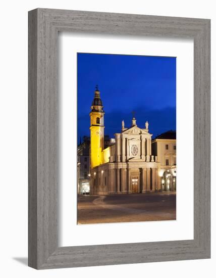 San Carlo Church at Dusk, Turin, Piedmont, Italy, Europe-Mark Sunderland-Framed Photographic Print