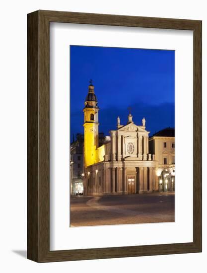 San Carlo Church at Dusk, Turin, Piedmont, Italy, Europe-Mark Sunderland-Framed Photographic Print