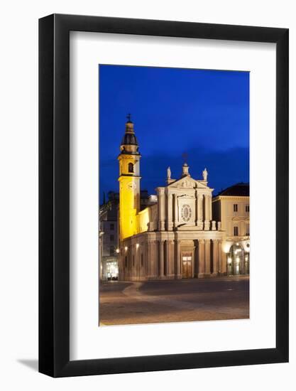 San Carlo Church at Dusk, Turin, Piedmont, Italy, Europe-Mark Sunderland-Framed Photographic Print