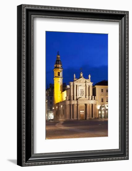 San Carlo Church at Dusk, Turin, Piedmont, Italy, Europe-Mark Sunderland-Framed Photographic Print