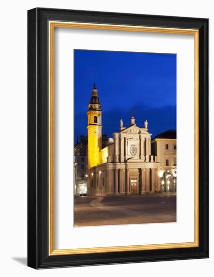 San Carlo Church at Dusk, Turin, Piedmont, Italy, Europe-Mark Sunderland-Framed Photographic Print