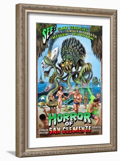 San Clemente, California - Alien Attack Horror-Lantern Press-Framed Art Print