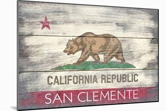 San Clemente, California - California State Flag - Barnwood Painting-Lantern Press-Mounted Art Print