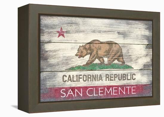 San Clemente, California - California State Flag - Barnwood Painting-Lantern Press-Framed Stretched Canvas