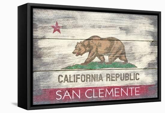 San Clemente, California - California State Flag - Barnwood Painting-Lantern Press-Framed Stretched Canvas