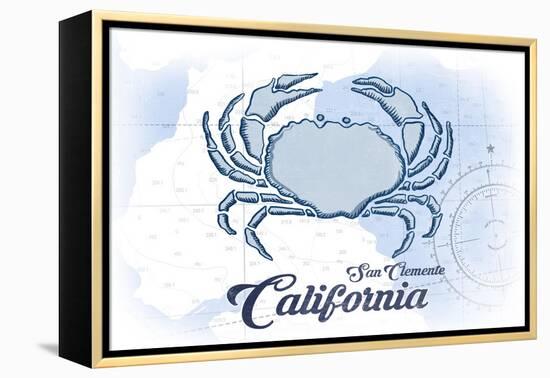 San Clemente, California - Crab - Blue - Coastal Icon-Lantern Press-Framed Stretched Canvas