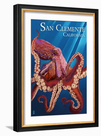 San Clemente, California - Red Octopus-Lantern Press-Framed Art Print