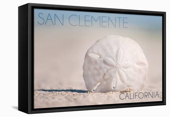 San Clemente, California - Sand Dollar and Beach-Lantern Press-Framed Stretched Canvas