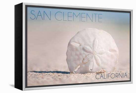San Clemente, California - Sand Dollar and Beach-Lantern Press-Framed Stretched Canvas