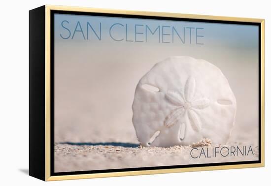 San Clemente, California - Sand Dollar and Beach-Lantern Press-Framed Stretched Canvas