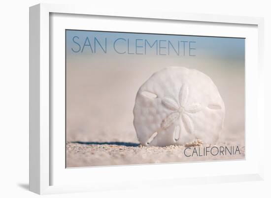 San Clemente, California - Sand Dollar and Beach-Lantern Press-Framed Art Print