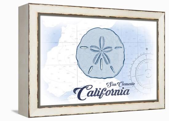 San Clemente, California - Sand Dollar - Blue - Coastal Icon-Lantern Press-Framed Stretched Canvas