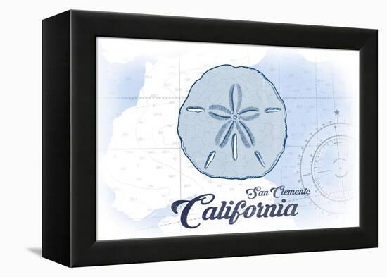 San Clemente, California - Sand Dollar - Blue - Coastal Icon-Lantern Press-Framed Stretched Canvas