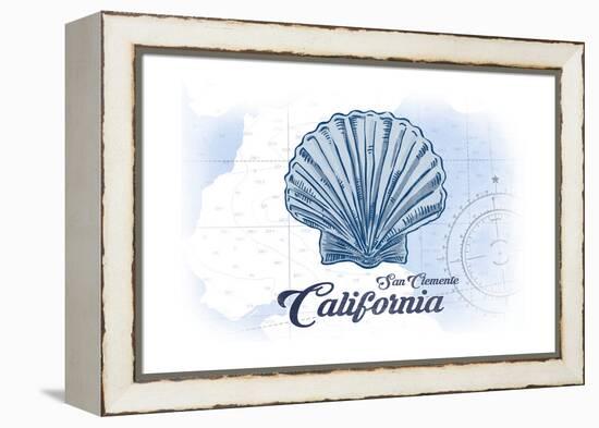 San Clemente, California - Scallop Shell - Blue - Coastal Icon-Lantern Press-Framed Stretched Canvas