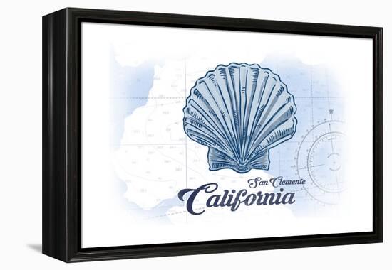 San Clemente, California - Scallop Shell - Blue - Coastal Icon-Lantern Press-Framed Stretched Canvas