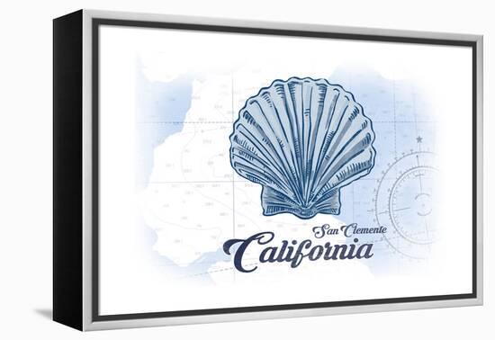 San Clemente, California - Scallop Shell - Blue - Coastal Icon-Lantern Press-Framed Stretched Canvas