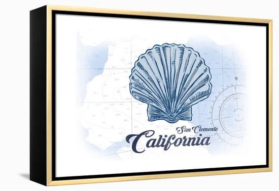 San Clemente, California - Scallop Shell - Blue - Coastal Icon-Lantern Press-Framed Stretched Canvas