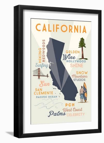 San Clemente, California - Typography and Icons-Lantern Press-Framed Art Print
